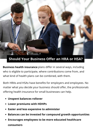 Should Your Business Offer an HRA or HSA