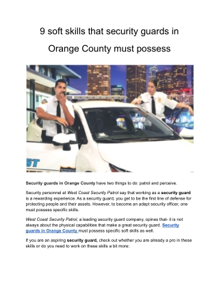 9 soft skills that security guards in Orange County must possess