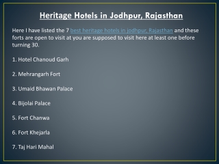 Top 7 Best Heritage Hotels in Jodhpur, Rajasthan