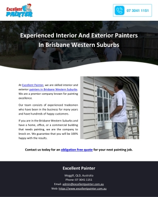 Experienced Interior And Exterior Painters In Brisbane Western Suburbs