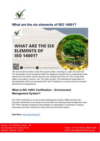 What are the six elements of ISO 14001