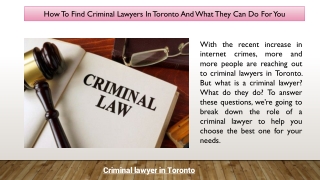 How To Find Criminal Lawyers In Toronto And What They Can Do For You