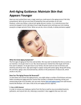 Anti-Aging Guidance: Maintain Skin that Appears Younger