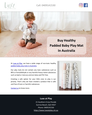 Buy Healthy Padded Baby Play Mat In Australia