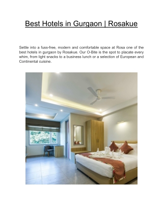 Best Hotels in Gurgaon  | Rosakue