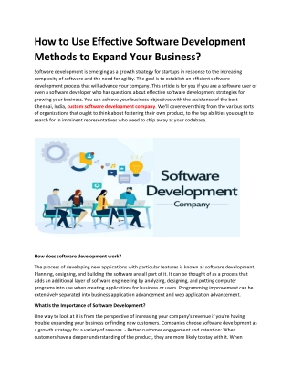 How to Use Effective Software Development Methods to Expand Your Business?