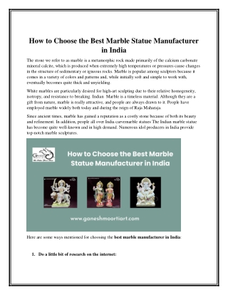 How to Choose the Best Marble Statue Manufacturer in India