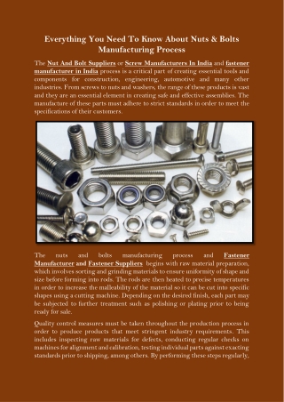 Everything You Need To Know About Nuts & Bolts Manufacturing Process