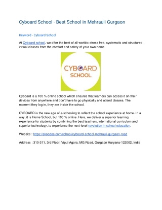 Cyboard School - Best School in Mehrauli Gurgaon