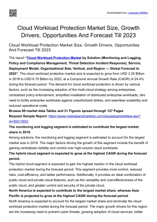 Cloud Workload Protection Market Size, Growth Drivers, Opportunities