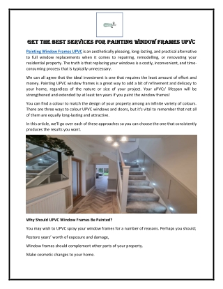 Get the Best Services for Painting Window Frames UPVC