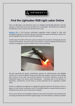 Find the Lightsaber RGB Light saber Online