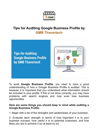 Tips for Auditing Google Business Profile - GMB Thavertech