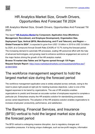 HR Analytics Market Size, Growth Drivers, Opportunities And Forecast Till 2024
