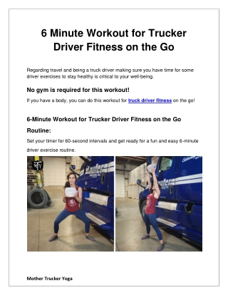 6 Minute Workout for Trucker Driver Fitness on the Go