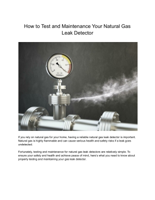 Testing and Maintenance of Natural Gas Leak Detector