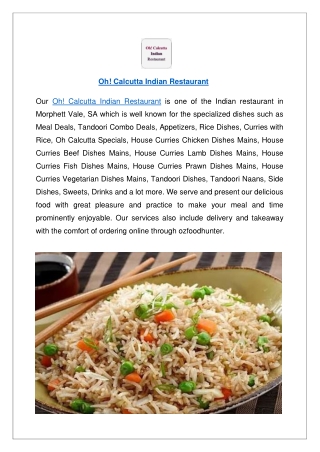 Get 15% off - Oh Calcutta Indian Restaurant menu