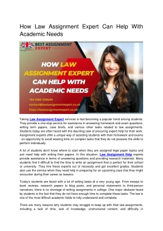 How Law Assignment Expert Can Help With Academic Needs