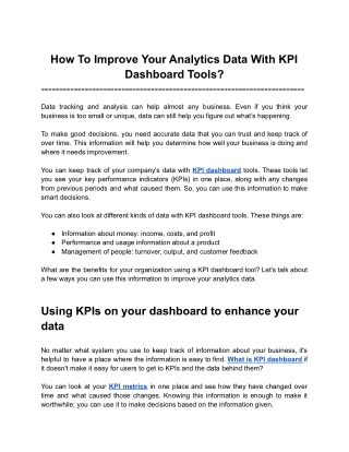 How To Improve Your Analytics Data With KPI Dashboard Tools_