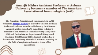 Amarjit Mishra Assistant Professor at Auburn University becomes a member of The American Association of Immunologists (A