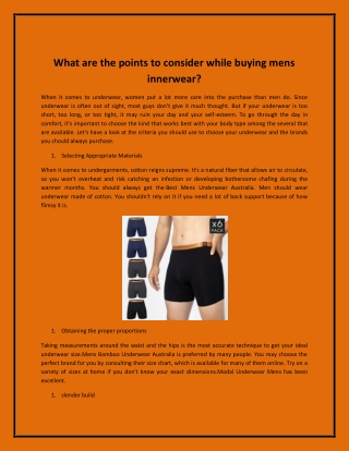 What are the points to consider while buying mens innerwear