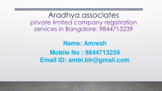 PVT LTD Company Registration Services in Bangalore:9844713239.