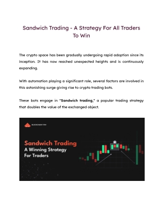 Sandwich Trading - A Strategy For All Traders To Win