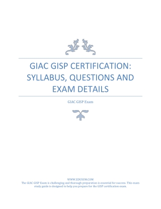 Latest GIAC GISP Certification: Syllabus, Questions and Exam Details