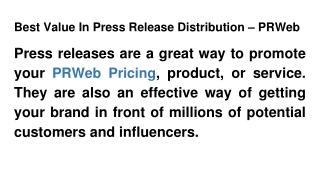 Best Value In Press Release Distribution – PRWeb