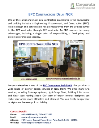 EPC Contractors Delhi NCR
