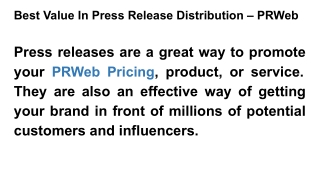 Best Value In Press Release Distribution – PRWeb