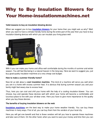 Why to Buy Insulation Blowers for Your Home insulationmachines.net