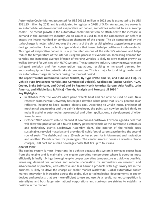 Automotive Cooler Market
