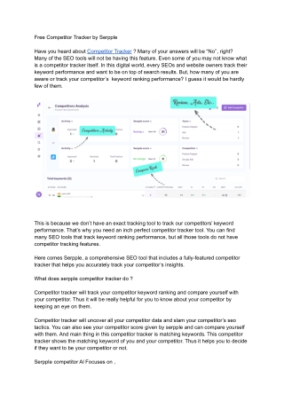 Free Competitor Tracker by Serpple