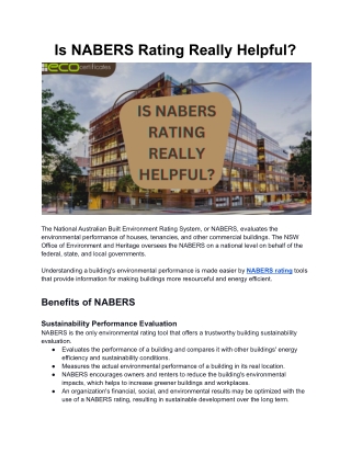 Is NABERS Rating Really Helpful?