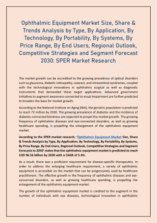 Ophthalmic Equipment Market