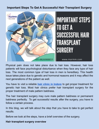 Important Steps To Get A Successful Hair Transplant Surgery