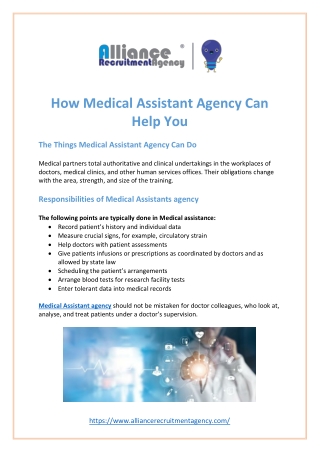 How Medical Assistant Agency Can Help You