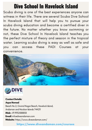 Dive School In Havelock Island