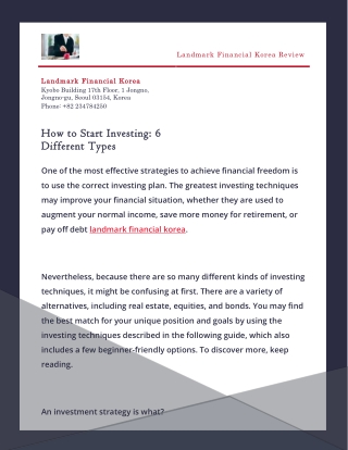 How to Start Investing 6 Different Types