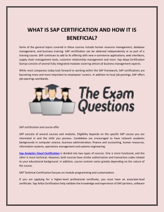 WHAT IS SAP CERTIFICATION AND HOW IT IS BENEFICIAL