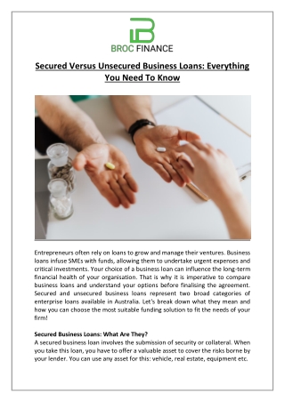 Secured Versus Unsecured Business Loans: Everything You Need To Know