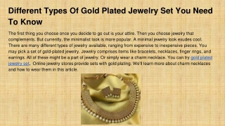 Different Types Of Gold Plated Jewelry Set You Need To Know