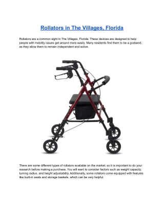 Rollators in The Villages, Florida