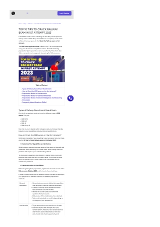 Railway Exam Top 10 Preparation Tips - Railway Exam