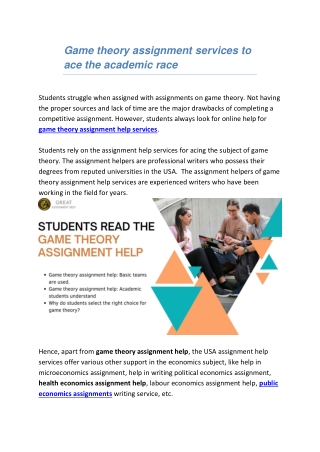 Game theory assignment services to ace the academic race