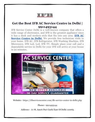 Get the Best IFB AC Service Centre in Delhi