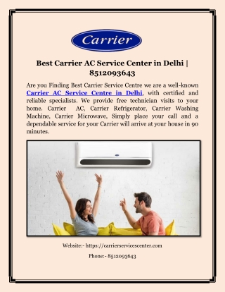 Best Carrier AC Service Center in Delhi