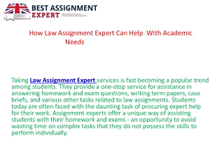How Law Assignment Expert Can Help With Academic.