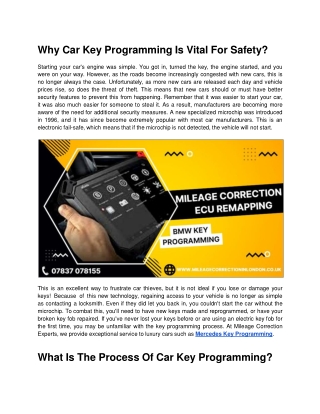 Why Car Key Programming Is Vital For Safety_